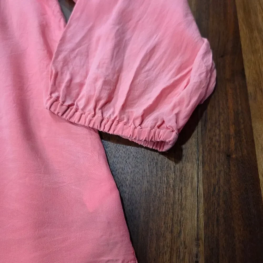 Lilly Pullitzer Elsa Silk Top Women's Blouse Vneck Elastic Cuffs Size Medium - Picture 3 of 11